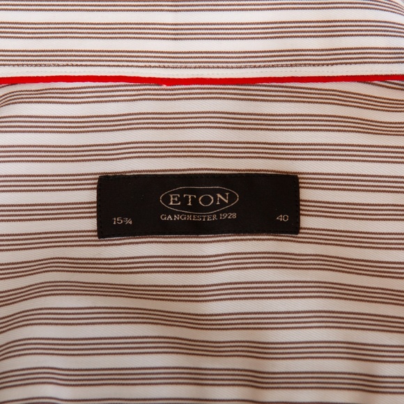 Eton Brown Stripe Cotton Shirt - Picture 3 of 4